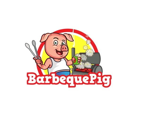 Modelo de logotipo de porco churrasco —  Vetores de Stock