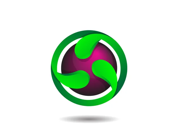 抽象的な光沢のある緑色の球体のロゴ アイコン — ストックベクタ