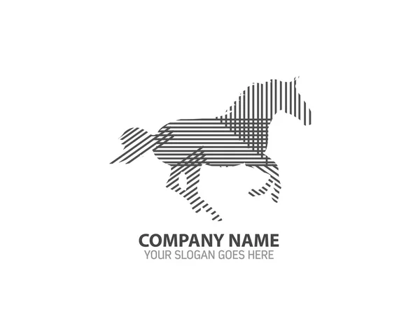 Vector de icono de logotipo de silueta de línea de caballo corriendo — Vector de stock