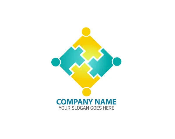 Résumé Personnes Puzzle Logo Icône vecteur — Image vectorielle