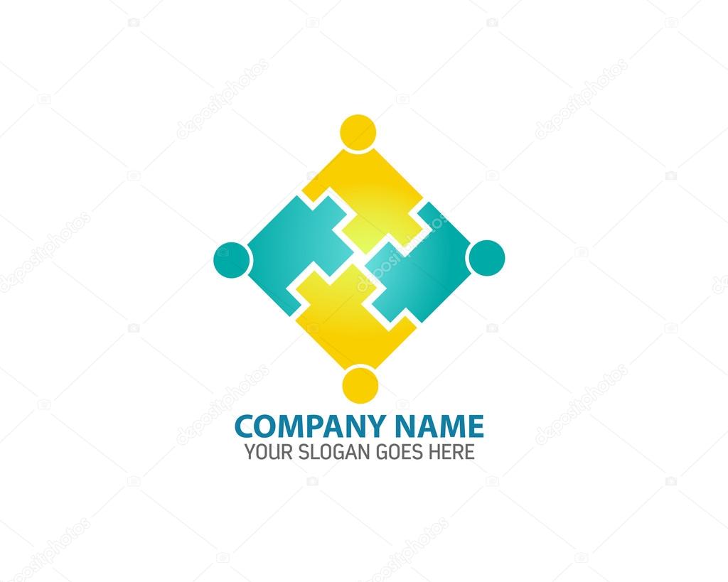 Abstract People Puzzle Logo Icon Vector