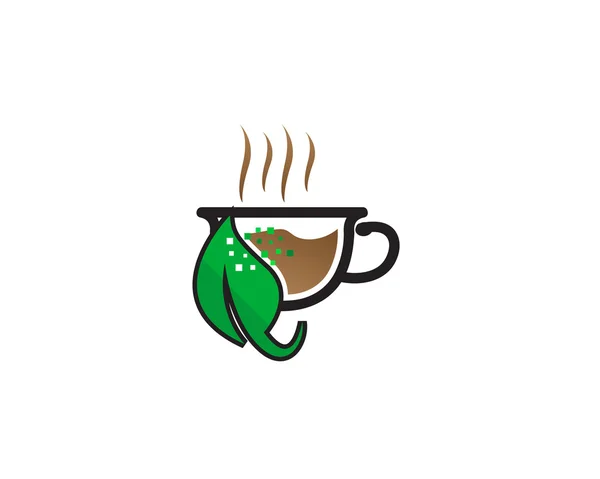 Logo tasse à thé à base de plantes — Image vectorielle