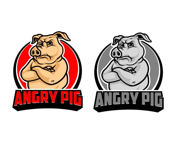 Angry Pig Cartoon Logo — Stockvector