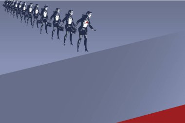 Yüksek Gap Mavi Yakalı Resimlerin Getirilmesinde Sıraya Giren İş Kadınları