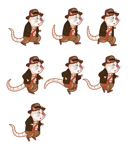 Adventurer Rat Running Sprite — Stock Vector