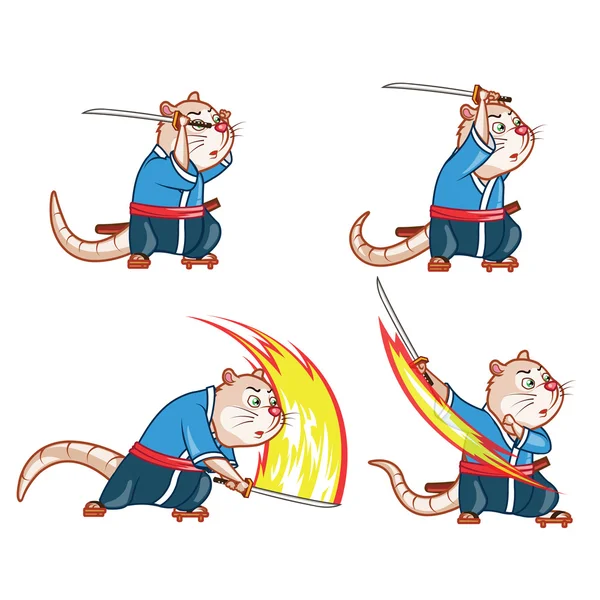 Samuraj myszy atak Sprite — Wektor stockowy