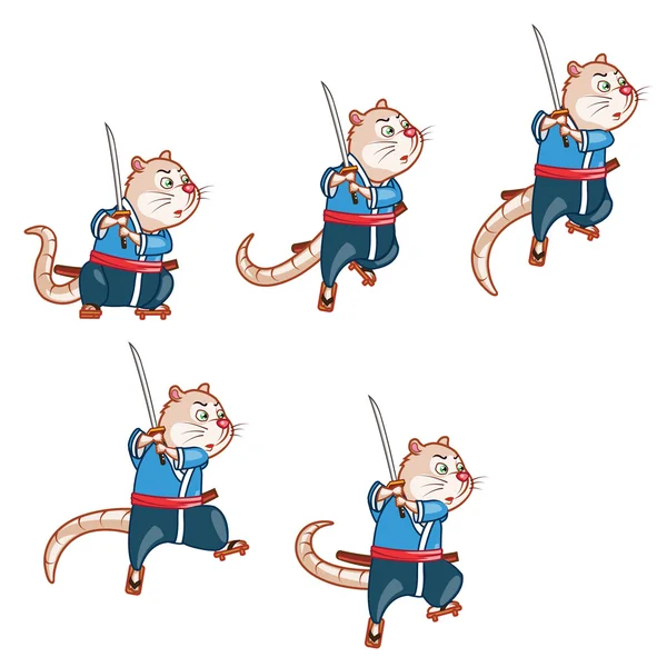 Samurai Mouse Jump Sprite — Stock Vector