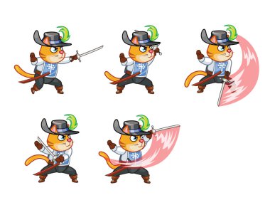 Silahşör kedi saldıran Sprite