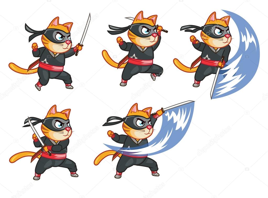 Ninja gato atacando Sprite imagem vetorial de gagu© 58267461