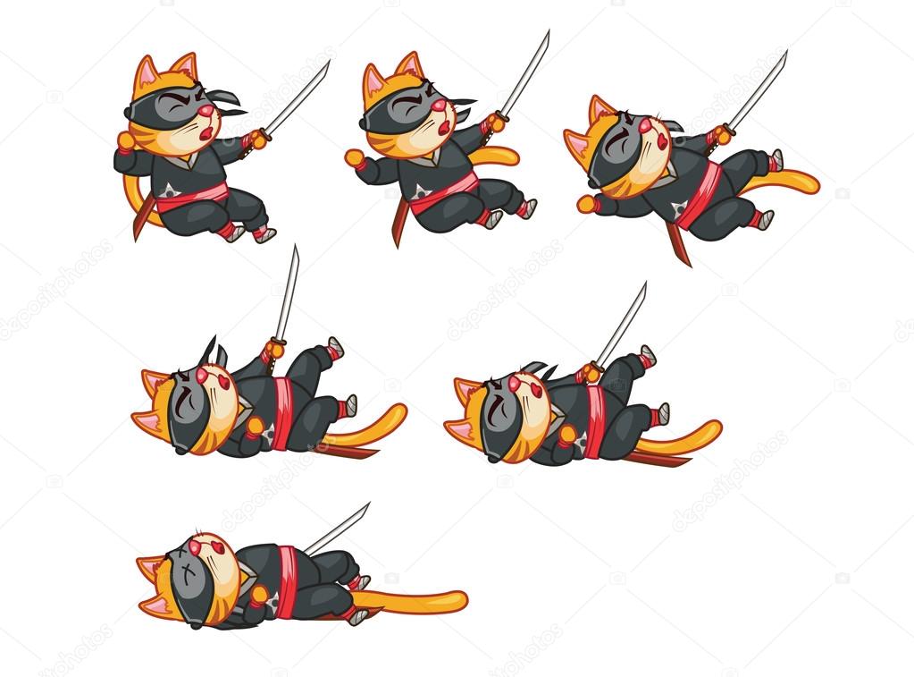 Ninja gato morrendo Sprite imagem vetorial de gagu© 58267477