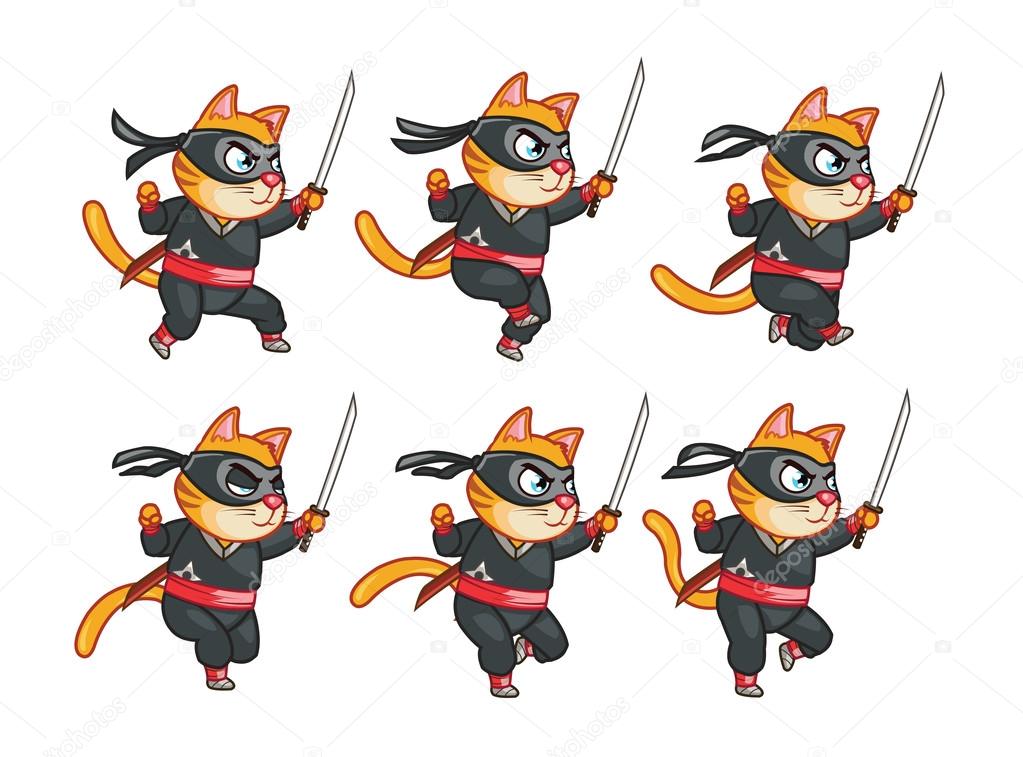 Cat Ninja Running Sprite Stock Vector Image by ©gagu #58267495 Cat Ninja Running Sprite Stock Vector Image by ©gagu #58267495