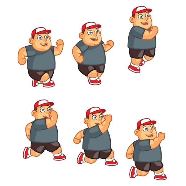 Chico gordo saltando Sprite — Vector de stock