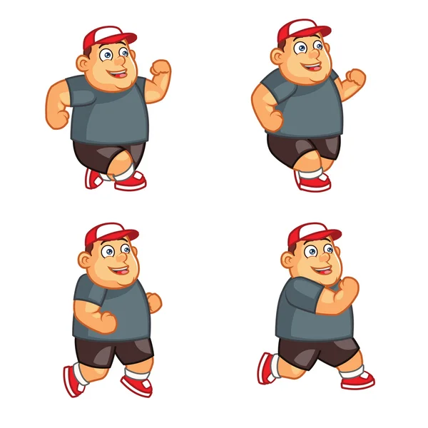 Fat Boy Running Sprite — Stockvector