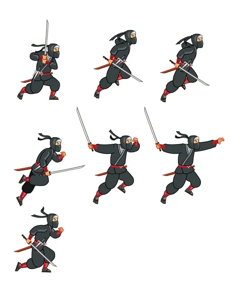 Ninja juego de salto Sprite — Vector de stock
