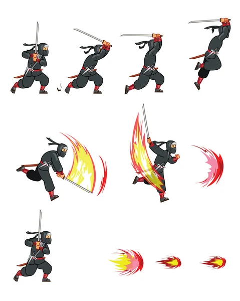 Игра Ninja Attack Sprite — стоковый вектор