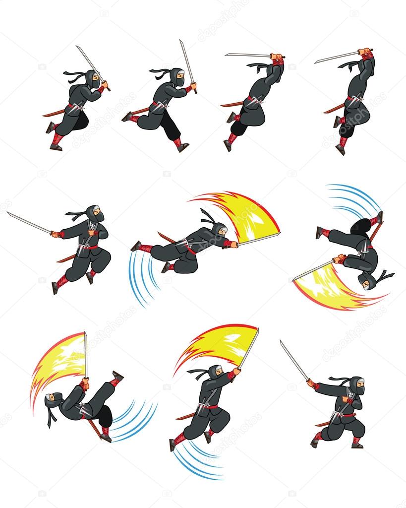 Ninja Flying Attack Game Sprite Stock Vector Image by ©gagu #60741129