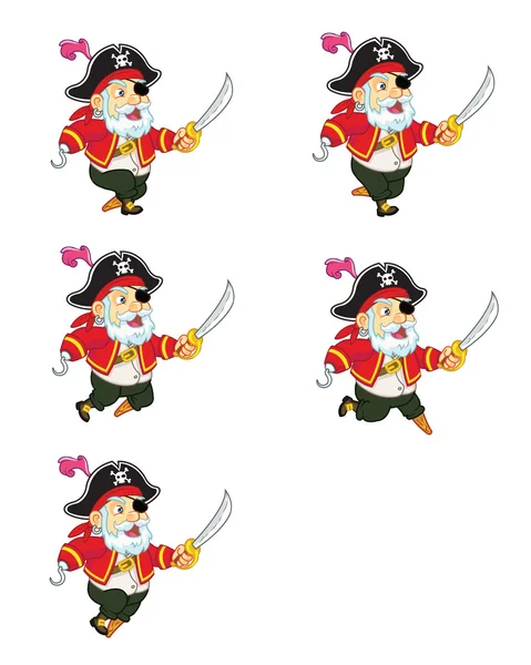Old Pirate Running Sprite — Stock Vector