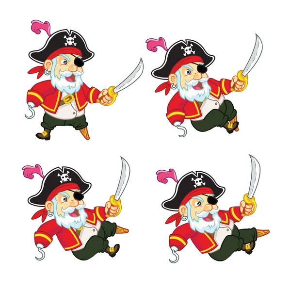 Old Pirate Sliding Sprite — Stock Vector