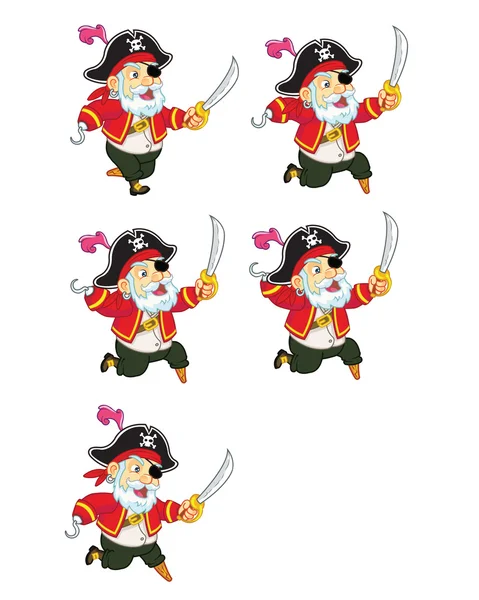 Old Pirate Jumping Sprite — Stock Vector