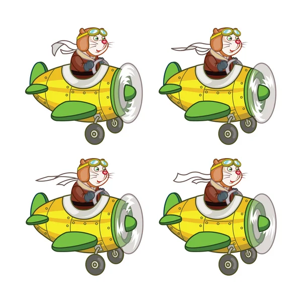 Cat Pilot Game Sprite — Stock Vector