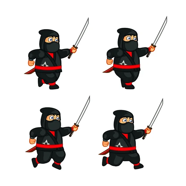 Fat Ninja Running Sprite — Stock Vector