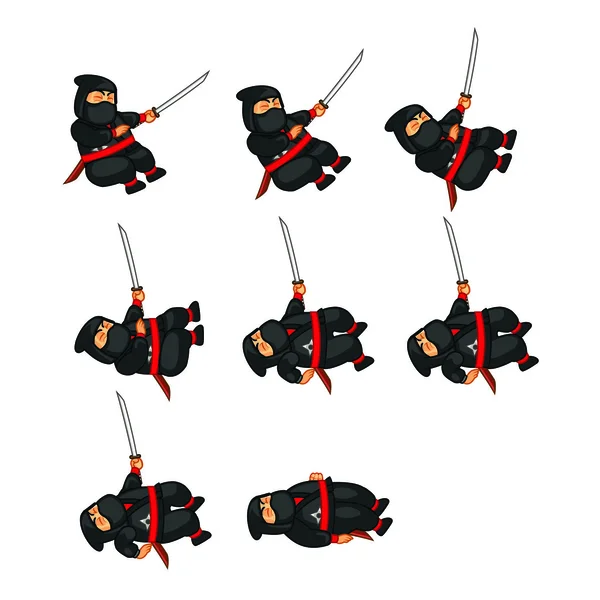 Ninja gordo morrendo Sprite — Vetor de Stock