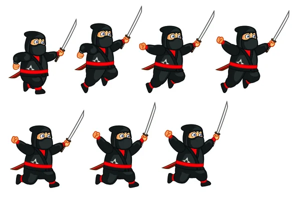 Fat Ninja Jumping Sprite — Stock Vector