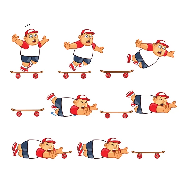 Fat Boy Skater Game Sprite - Stok Vektor