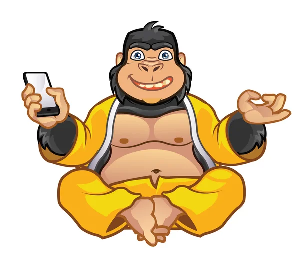 Gorilla gorda Zen Master — Vector de stock