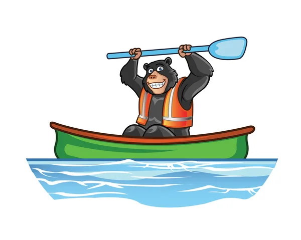 Oso en Canoa — Vector de stock