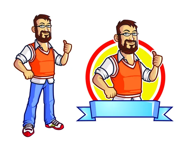 Computer programmeur Geek mascotte — Stockvector