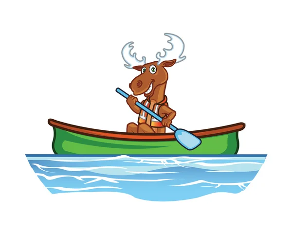 Moose in Canoe — Stock Vector