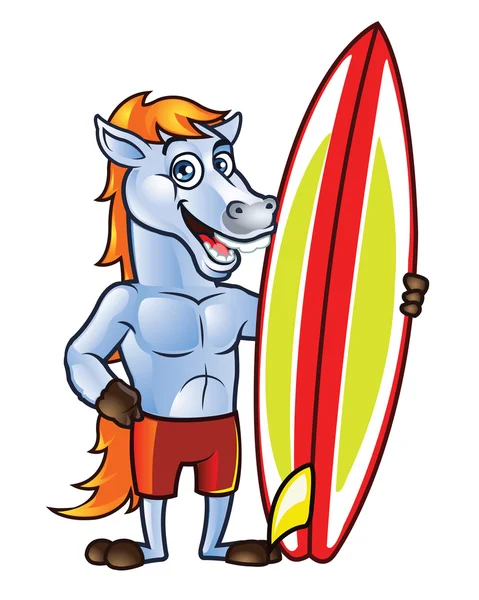 Surfer άλογο μασκότ — Διανυσματικό Αρχείο