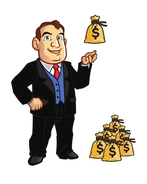 Banker with Bag of Money — Stock Vector