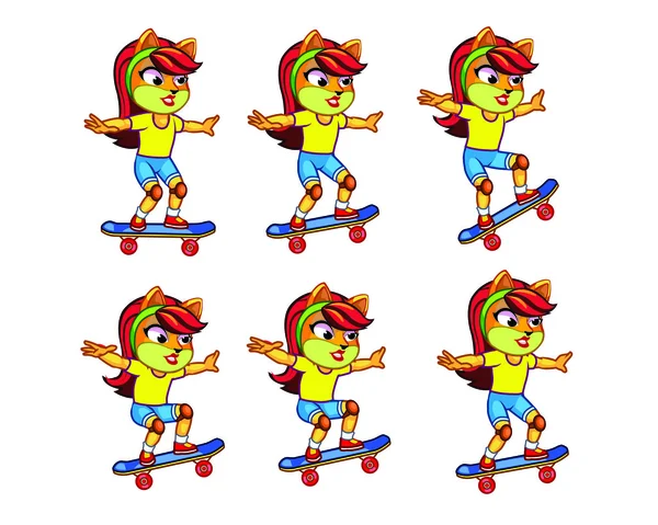 Kitty Skateboard Sprite — Stock vektor