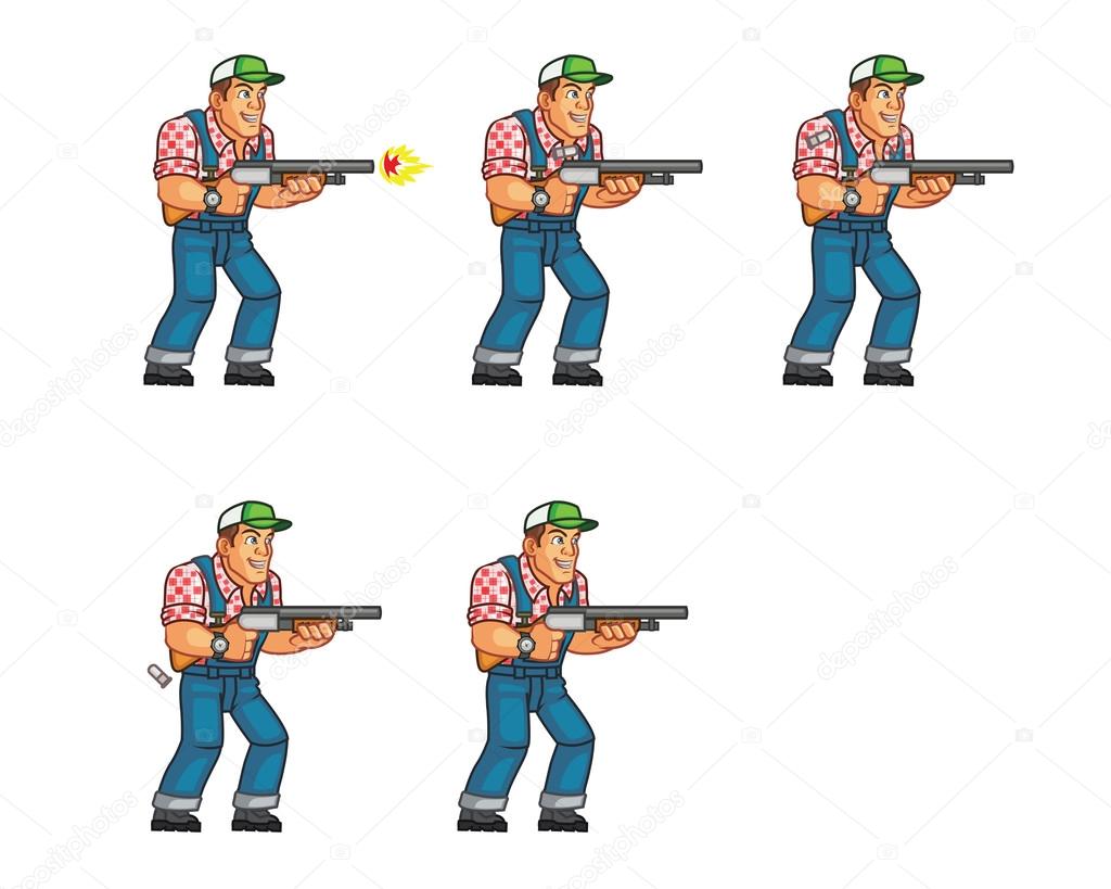 Red Neck Shooting Game Animation Sprite