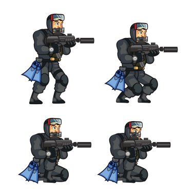 Navy Seal Crouching Sprite