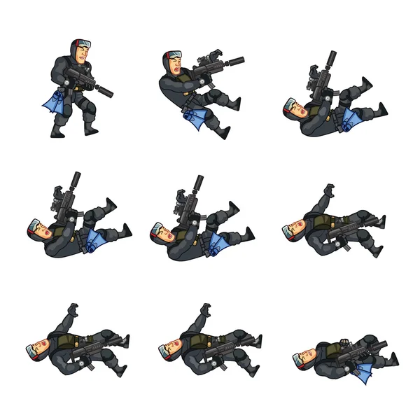 Navy Seal Morir Sprite — Vector de stock