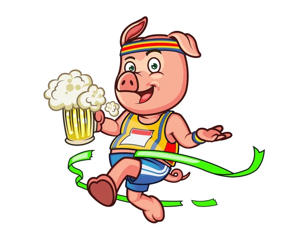 マラソン豚 — ストックベクタ