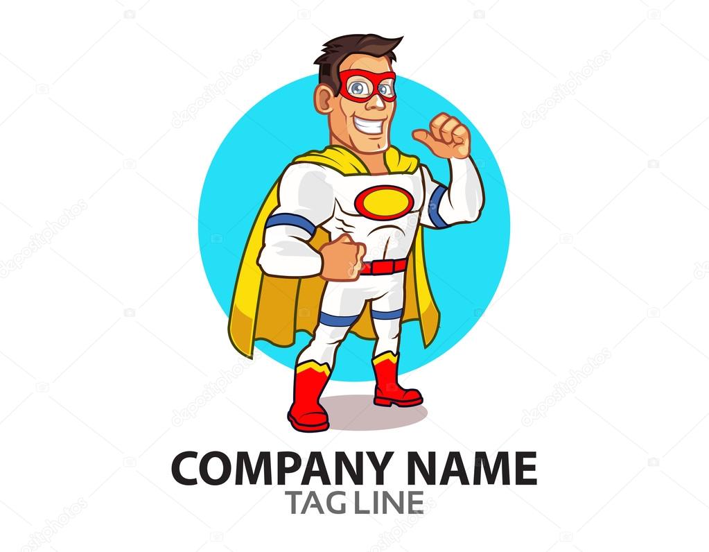 Vector Design of Confident White Superhero Smiling wide for Business or Personal Logo Graphics