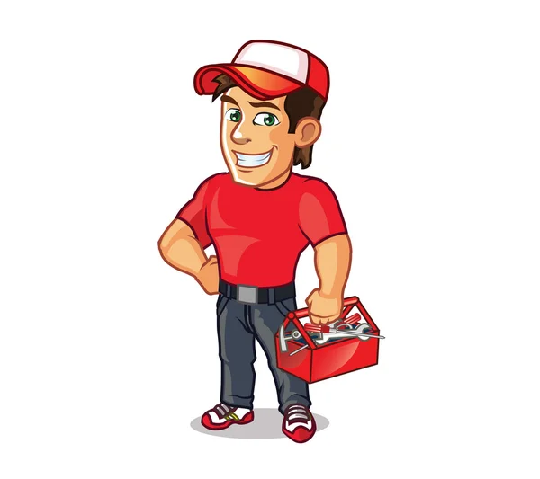 Loodgieter Cartoon mascotte — Stockvector