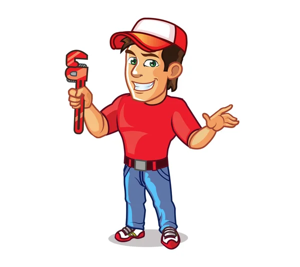 Handsome Plumber Cartoon Mascot — Stock Vector