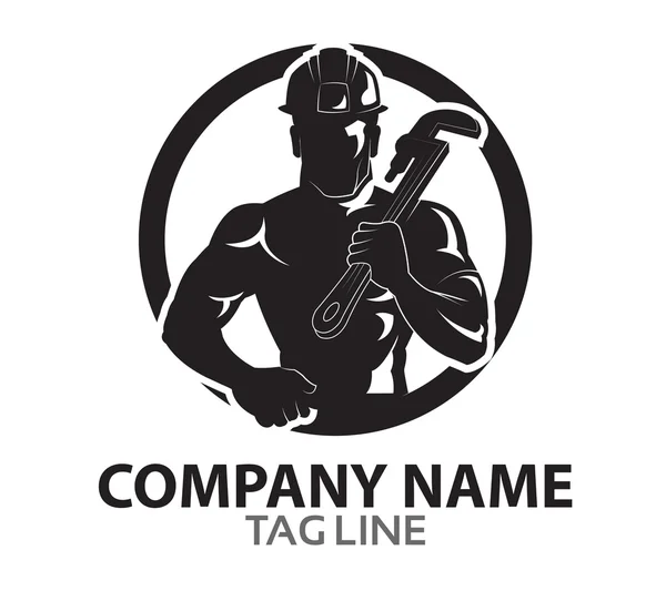 Logotipo do trabalhador do equipamento de óleo —  Vetores de Stock