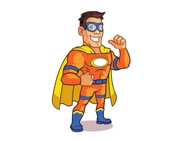 Mascote de desenhos animados de super-herói laranja — Vetor de Stock
