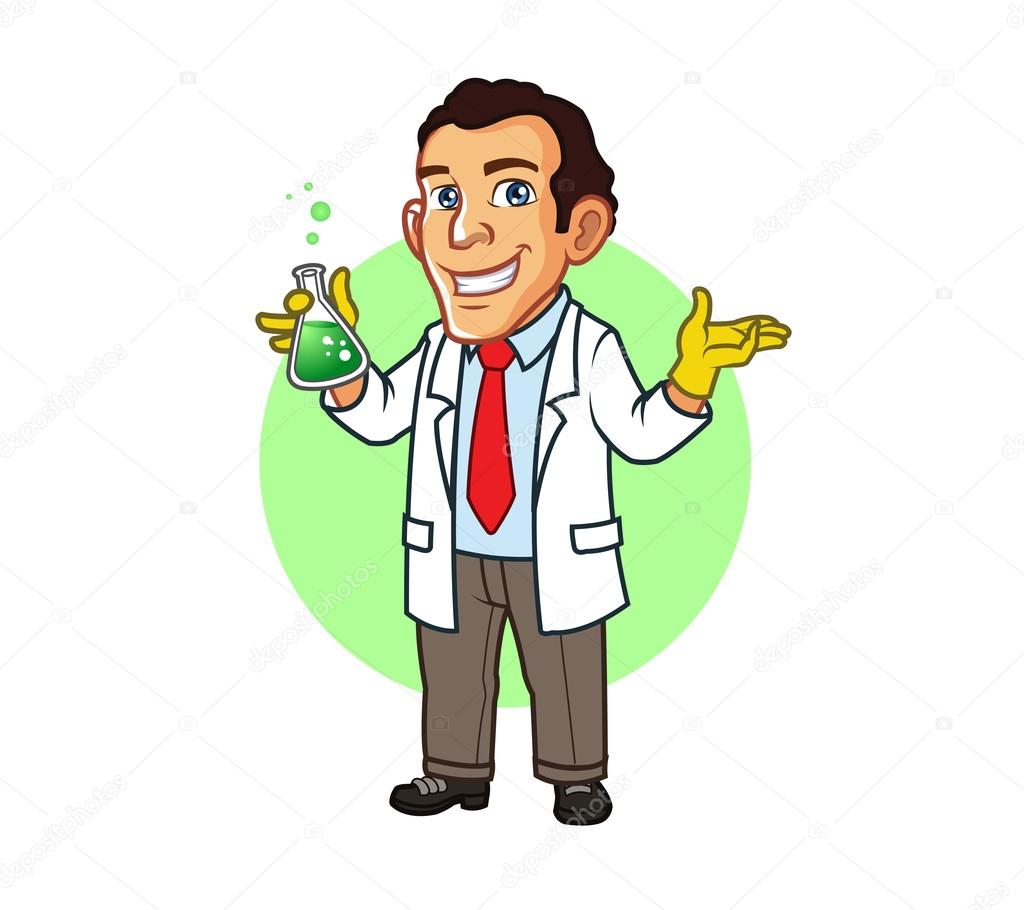Vector Illustration of Young Handsome Scientist Cartoon Mascot