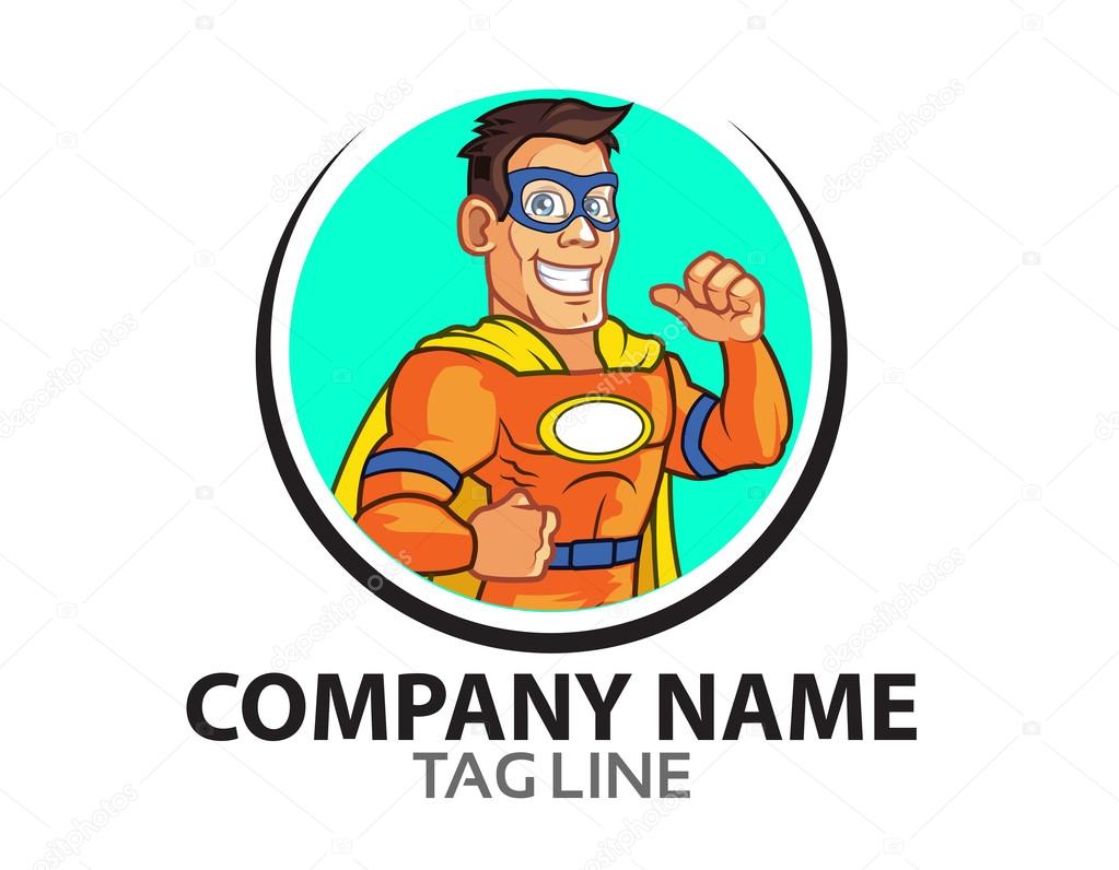 Vector Illustration of Friendly Orange Superhero
