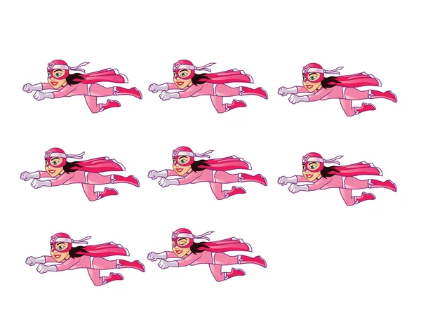 Підліток Super Girl Flying Fast Animation Послідовність — стоковий вектор