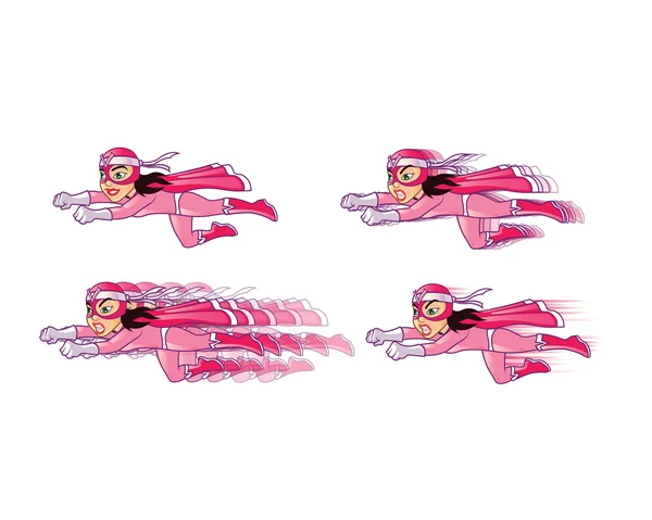 Teenage Super Girl Flying Fast Animation Sequence — Stock Vector