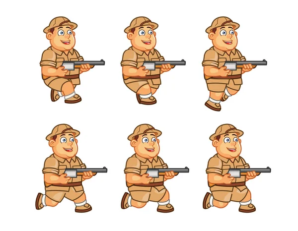 Safari Hunter springen animatie Sprite — Stockvector