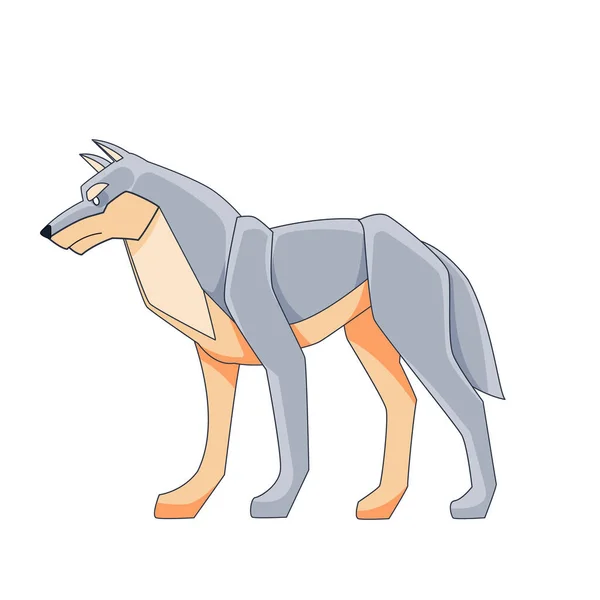 Loup gris. Illustration plate vectorielle dessin animé isolée sur fond blanc — Image vectorielle